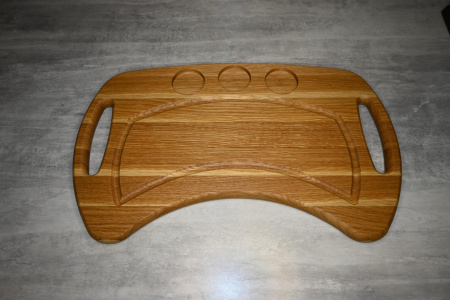 Доска для подачи мяса и бургеров с 3 отделениями для соусов, дуб 45×27 см от мастерской DIVIRO